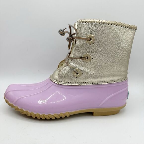 Jack Rogers Waterproof Chloe Lavender and Metallic Gold Duck Rain Boots Sz 11‎ - Picture 16 of 16
